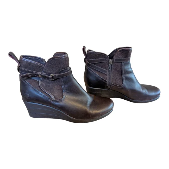 UGG Emalie Brown Leather Shearling Insole Wedge Boot 1005286 Women’s Size 42/11 - Picture 3 of 11